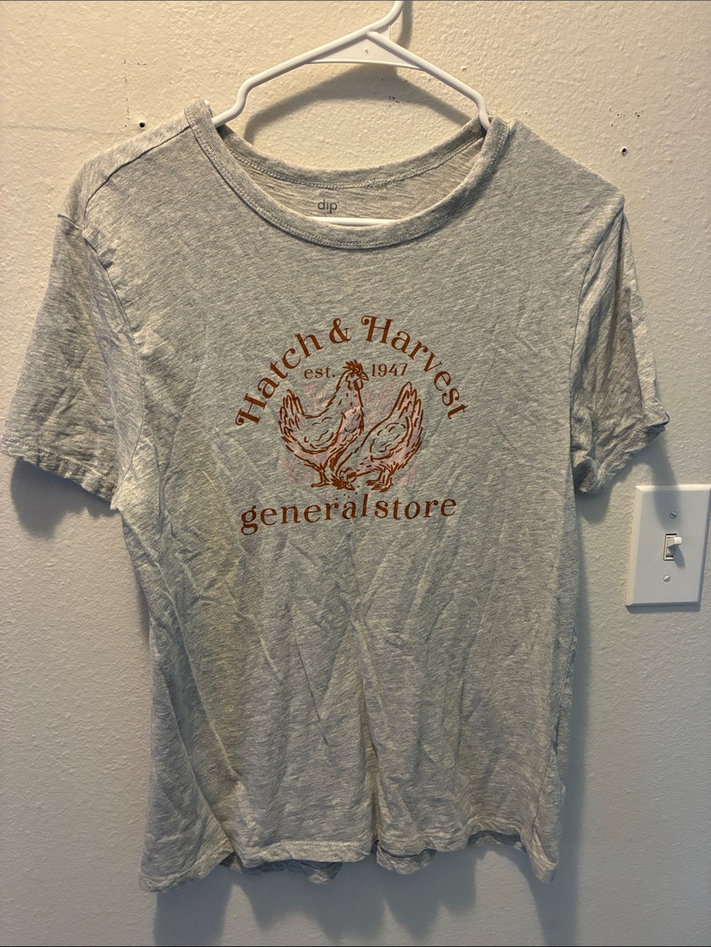 dip Hatch & Harvest General Store Tee - Light Gray with Rust Graphic